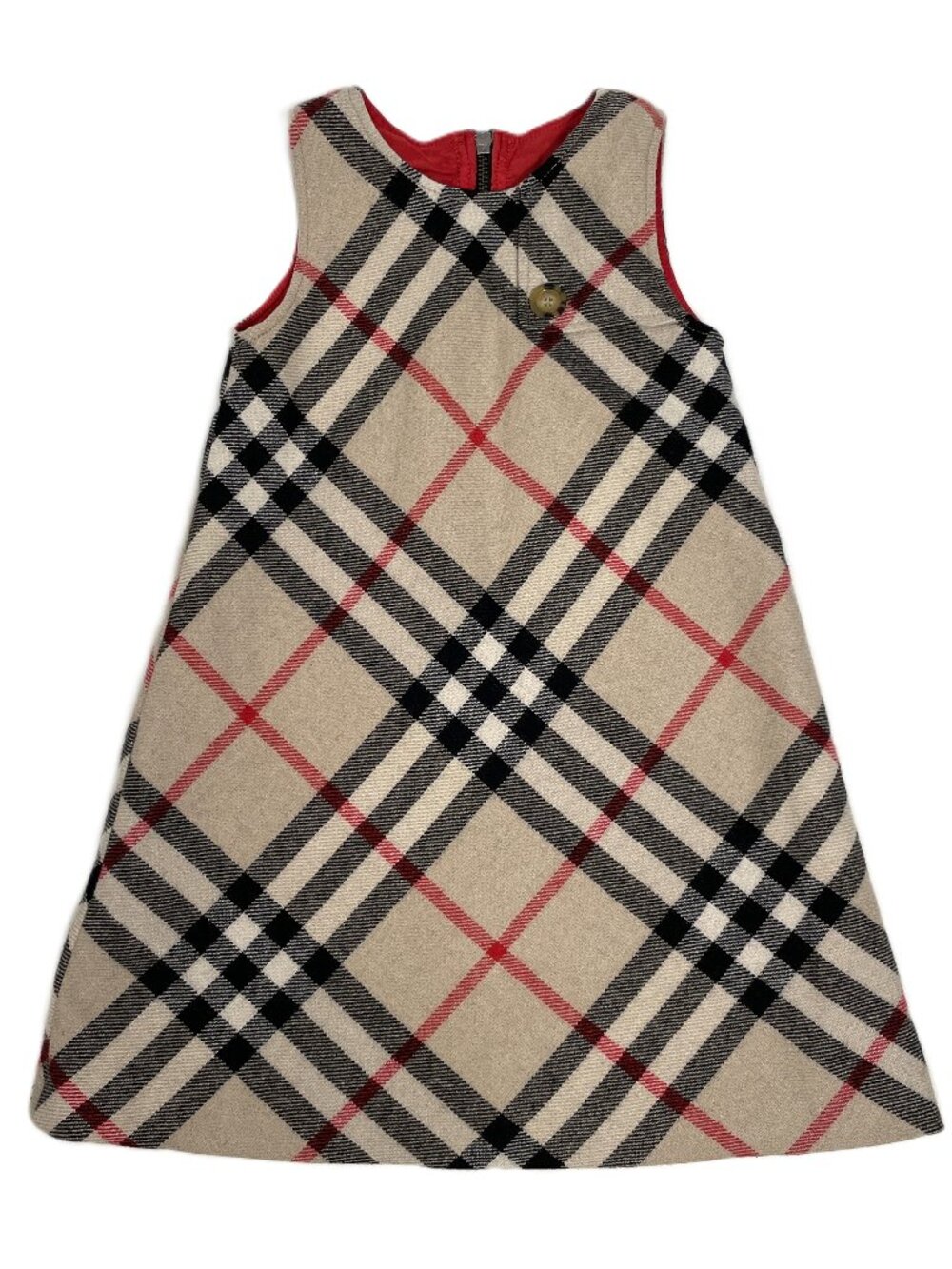 Burberry Girls Classic Nova Check Dress 5Y 110cm Sleeveless Beige Plaid Lined
